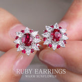 Pigeon Blood Ruby Art Deco Platinum 950 Earrings