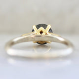 Black Diamond Round Cut Solitaire Ring - 18K Yellow Gold