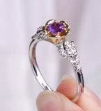 Bezel Set Purple Sapphire Platinum 950 Engraved Ring
