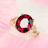 2.23ct Rubellite Oval Cut Ring with Diamond Accent in 18K Yellow Gold