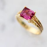 2ct Rubellite Tourmaline Diamond Ring - 18K Yellow Gold