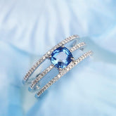 1.63ct Blue Sapphire Diamonds Channel Set Ring in 18K White Gold