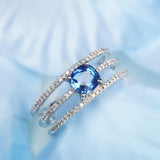 1.63ct Blue Sapphire Diamonds Channel Set Ring in 18K White Gold