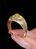 Chrysoberyl Flush Set 18K Gold Brush Finish Ring in 18K Yellow Gold