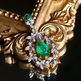 1.8ct Emerald & Diamond Vintage Pendant in 18K White Gold