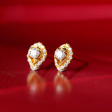 Pear Shape White Diamond Earrings in 18K Yellow Gold