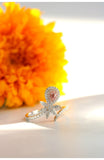 Pineapple Design Pink Diamond Ring - 18K White Gold