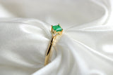 Emerald Square Cut and Side Diamond Ring in 18K Yellow Gold
