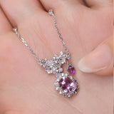 1.2ct Pink Sapphire & Diamond Necklace in 18K White Gold