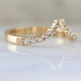 Chevron Diamond 18K Gold Wedding Bnad Ring