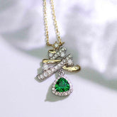 Plant Inspired Tsavorite & Diamond Necklace in 18K Two-Tone Gold
