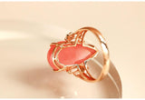 11ct Rhodochrosite Teardrop Cut & Diamond Ring in 18K Gold