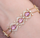 2ct Pink Sapphire & Diamonds Bracelets in 18K Yellow Gold