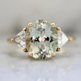 18K Gold 4ct Light Green Tourmaline Wedding Ring