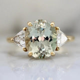 18K Gold 4ct Light Green Tourmaline Wedding Ring