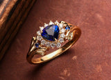 Trillion Blue Sapphire 18K Gold Vintage Ring with Diamonds