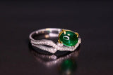 1ct Emerald with Diamond Engagement Ring in 18K Gold