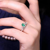 Stacking Crown Design Emerald Ring with Diamond in Platinum 950