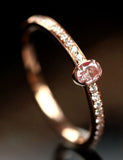 Bezel Set Pink Diamond Oval Cut 18K Rose Gold Ring