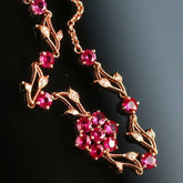Flower Design Ruby 18K Yellow Gold Bracelets