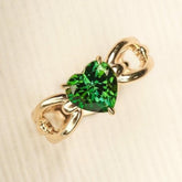 Heart-Shaped Green Tourmaline 18K Gold Ring with Free Form Design