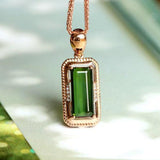 2ct Green Tourmaline & Diamond Pendant in 18K Yellow Gold