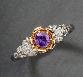 Bezel Set Purple Sapphire Platinum 950 Engraved Ring