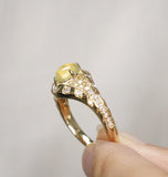 Eye Symbol Chrysoberyl Cat Eye 18K Yellow Gold Ring with Diamonds