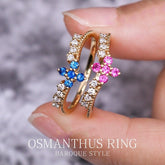 Ruby & Blue Sapphire Band Ring in 18K Yellow Gold