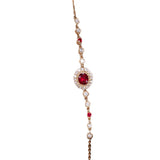18K Gold Diamond Bracelet - Pigeon Blood Ruby Halo Design
