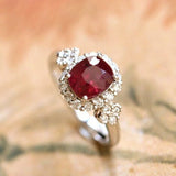 2.16ct Rubellite Cushion & Diamond Ring in 18K White Gold