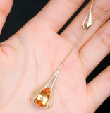 Imperial Topaz & Diamonds Necklace in 18K Yellow Gold