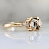 1ct Champagne Diamonds Cushion Rose Cut 14K Gold Engagemen Ring