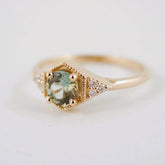 Drea II - Sapphire 18K Yellow Gold Ring with Side Diamonds