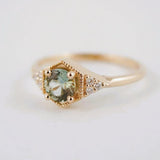Drea II - Sapphire 18K Yellow Gold Ring with Side Diamonds