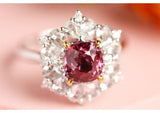 1ct Pinkish Spinel & White Sapphire Engagement Ring - 18K White Gold