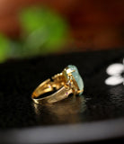Frog Carving Jade Ring in 18K Yellow Gold