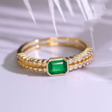 Emerald & Diamond Stackable Ring in 18K Yellow Gold