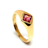 Red Tourmaline Bezel Set Ring in 18K Yellow Gold
