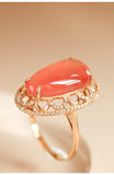 9ct Rhodochrosite & Diamond Hollow Out Ring in 18K Gold