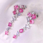 Purple Pink Spinel & White Sapphire Drop 18K Gold Earrings