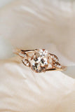 Champagne Morganite Oval-Shape 18K Rose Gold Ring with Diamonds