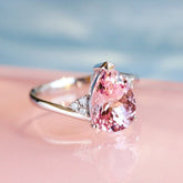 Pink Morganite Teardrop Shape Ring in 18K White Gold