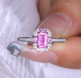 Sparkly Pink Sapphire Art Deco Ring in Platinum 950