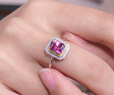 2.5ct Purple Pink Spinel Halo Platinum 950 Engagement Ring