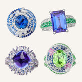 Tanzanite Sapphire Art Deco Ring - PT950 Cluster Diamond