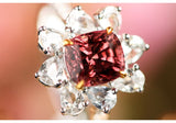 Flower Redish Spinel 1.01ct & White Sapphire Ring - 18K White Gold