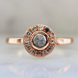 Helius Salt & Pepper Rose Cut Disc Ring - 18K Rose Gold