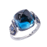 London Blue Topaz Cocktail Ring in 18K Black Gold