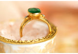 Emerald Bezel-Set Diamond Ring in 18K Yellow Gold